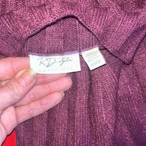 ♻️💜NWT RD Style Conscious Dark Purple Mock Neck Cable Knit Sweater 💜♻️